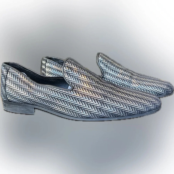 Walk London Silver Holographic V-Pattern Glit Loafers, Men’s Size 8 - Picture 4 of 7
